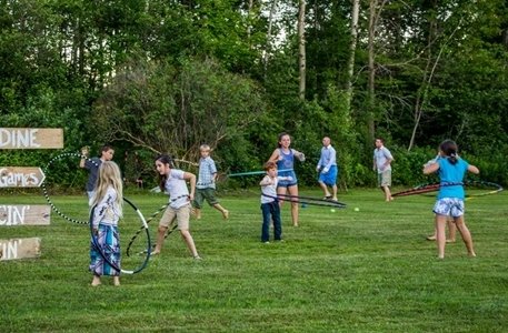 Hula hoops are a big hit with the kids