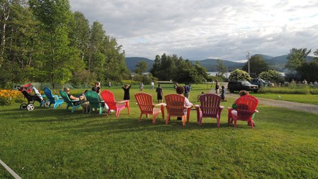 The lawn is perfect for a wiffle ball game!